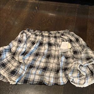 Off the shoulder flowy plaid top